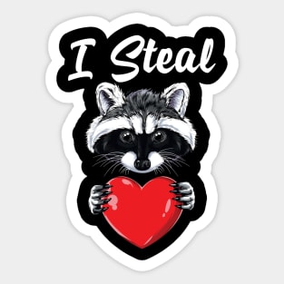 I Steal Hearts Raccoon Valentines Day Sticker